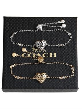 Coach Signature Puff Heart slider bracelet